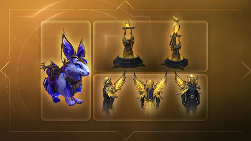 Inhalt des BlizzCon-Pakets für World of Warcraft: Leerenkaninchen, Phönixstange und Transmog-Set