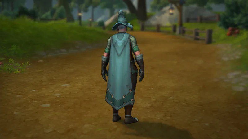 Transmog-Ensemble Grasgrünes Gewand des Zauberers als laufender Twitch-Drop für World of Warcraft